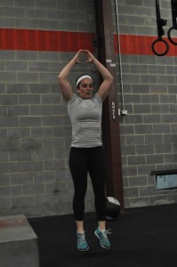 Jen finishing up a burpee.