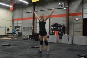 Your overhead squat set up should look like this.  Nice job, Tracy!