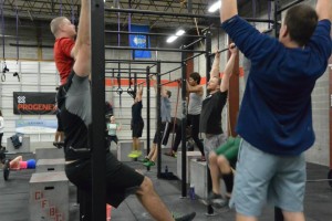 Pull-ups during the first baseline wod