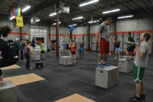 March Foundations getting some box jumps and push presses!