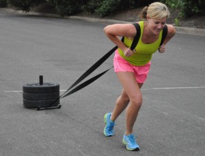 Jenny pulling the sled!