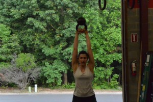 Stephanie killing some kettlebell swings back in the summer!