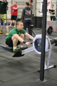 Rafael rowing hard during the Open