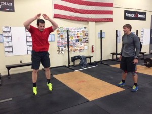 Daryl finishing up a burpee!