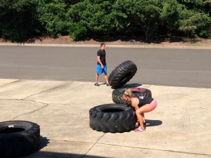 Saturday tire flipping!