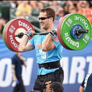 CrossFit Games champ powering through a heavy version of "DT" at this year's Games.