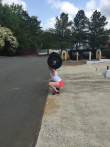 Christin knocking out the overhead squats during "Nancy".