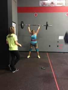 Ashdown finishing a 1 rep thruster at the Festivus Games!