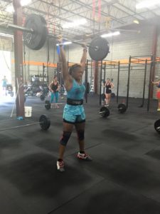 Samantha putting up some big weight on the thruster ladder!