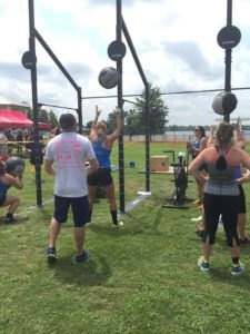 Team CFBC wall balling it at the Summer Slam competition.