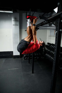 Both feet have to touch the bar to complete the toes to bar